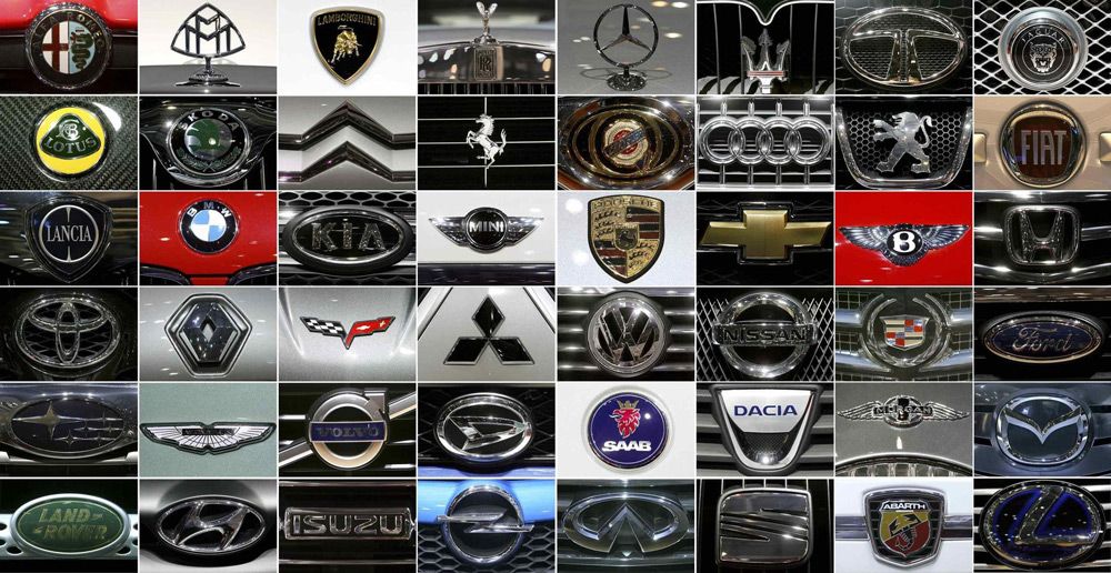Эмблемы автомобилей разных производителей