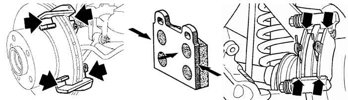 Чтобы исключить скрип тормозных колодок, рекомендуется обработать указанные точки синтетической смазкой для тормозной системы – спреем Liqui Moly Bremsen-Anti-Quietsch-Spray. 