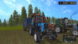 Farming Simulator 2017. Трактор Беларус МТЗ 82.1 тюнинг. Прицеп ПТС 10.+выбор цвета