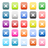 25 цветных квадратные кнопки с крестом в знак | Векторный клипарт