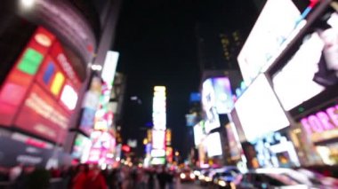 Фон Манхэттен города Нью-Йорк Таймс-сквер — стоковое видео