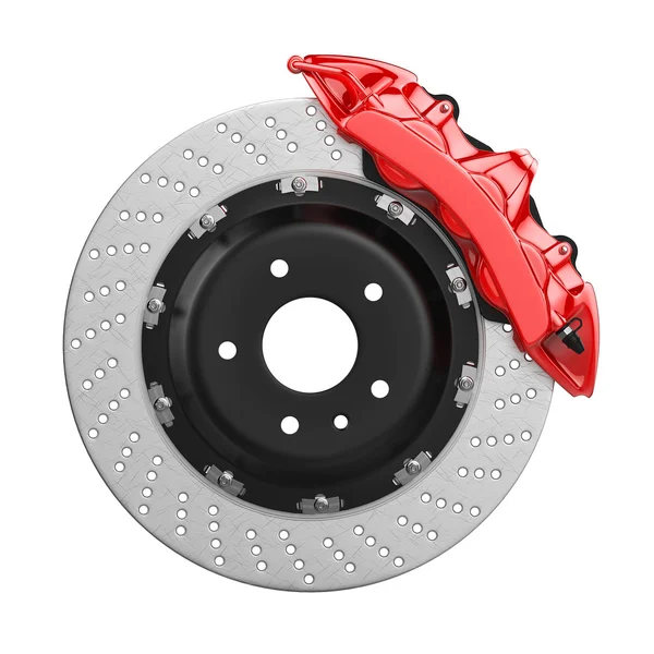 Автомобильные тормозные диск с красной суппорта — стоковое фото