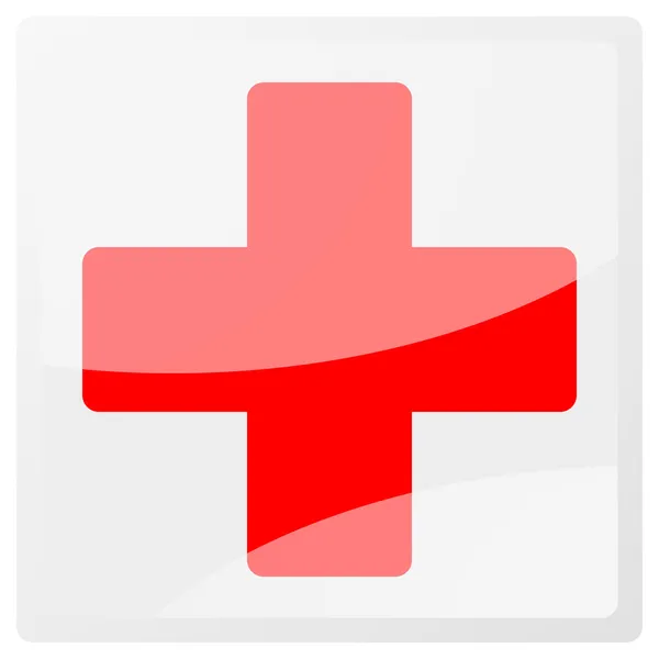 Белая Аква кнопка с красным крестом — стоковое фото
