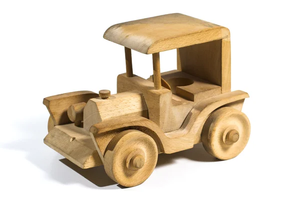 Деревянный игрушечный автомобиль — стоковое фото